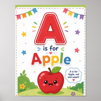 Poster A é para o Cartaz de Sala de Aula do Alfabeto para