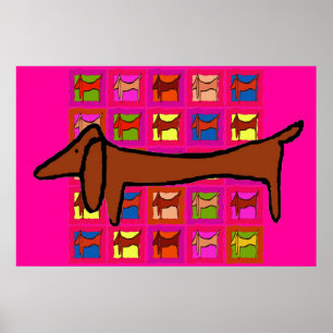 Póster A edredão famosa do abstrato do Dachshund