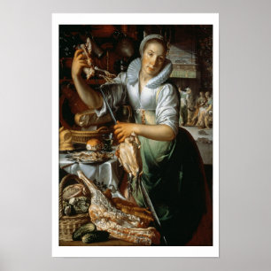 Póster A empregada doméstica da cozinha (com cristo, Mar