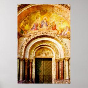 Poster A entrada da basílica de marca de santo em Veneza