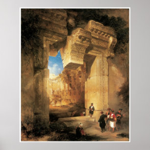 Poster A entrada do grande templo em Baalbek, 1841