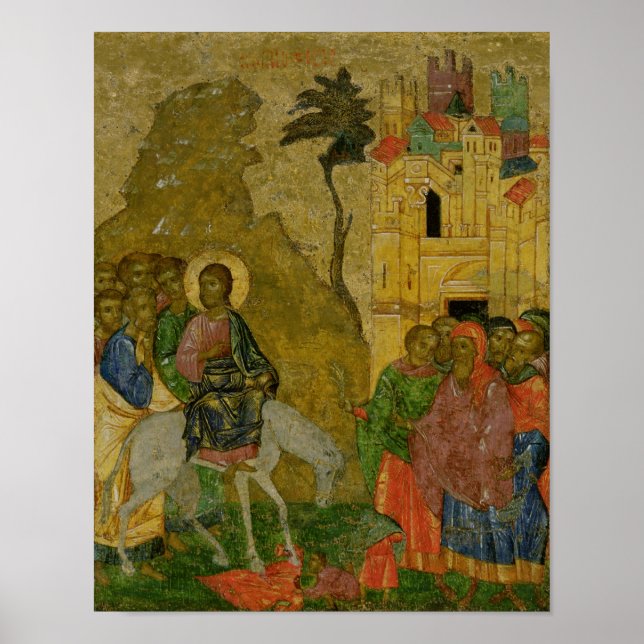 Poster A entrada em Jerusalém, ícone russo (Frente)