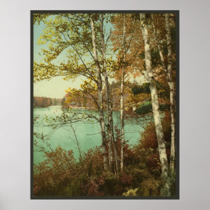 Poster A entrada, lago Cuspe-Fogo, montanhas de