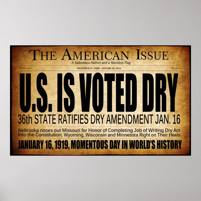 PÓSTER A ERA SECA DE PROIBIÇÃO DE 1919 COMEÇA! TÍTULO (Frente)