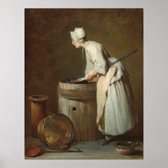 Poster A Escullaria Maid - Jean-Siméon Chardin Fine Art (Frente)
