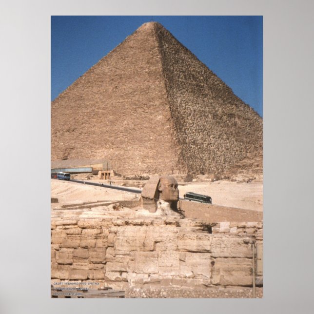 Poster A Esfinge e a Pirâmide do Excelente em Giza (Frente)