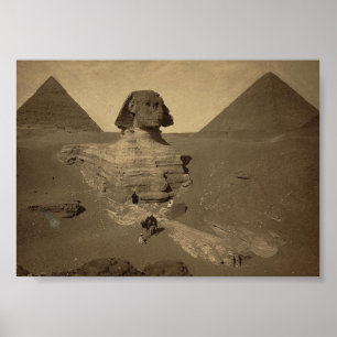Póster A esfinge e as pirâmides em Egipto cerca de 1867