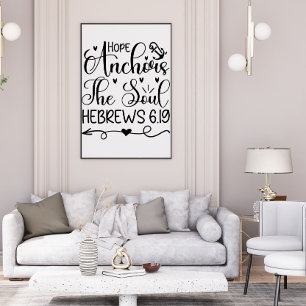 Poster A Esperança Ancora A Arte Cristã Branca Negra-Alma