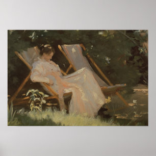 Póster A esposa do artista que senta-se em uma cadeira de