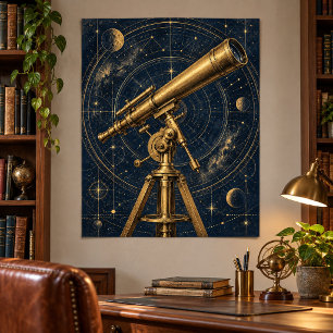 Poster A Estampa de Arte do Telescópio de Latão
