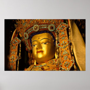 Póster A estátua de Jowo Buddha dourada, o Templo Jokhan