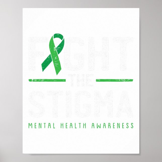 Poster A Estigma Conscientização da Saúde Mental Fita Ver (Frente)