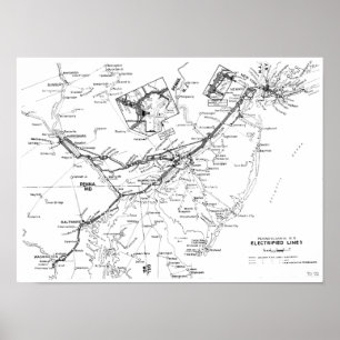 Poster A estrada de ferro de Pensilvânia electrificada