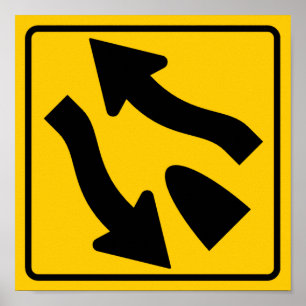 Póster A estrada dividida termina o sinal da estrada