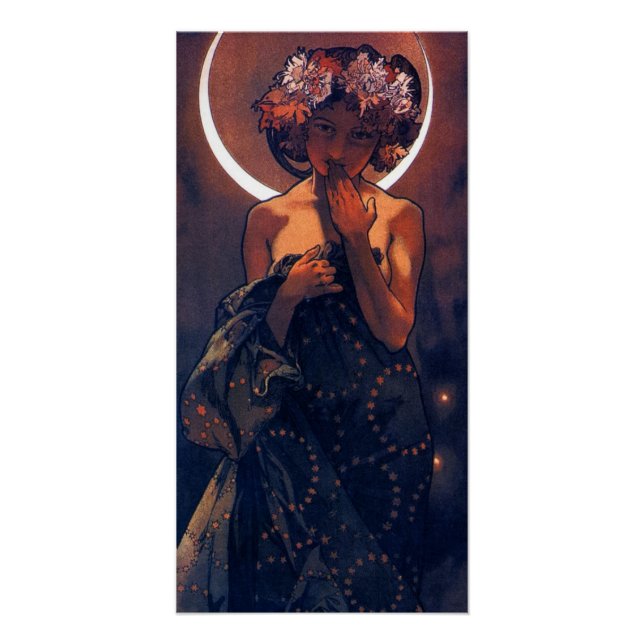 Póster A estrela noturna, nouveau art de Alfons Mucha (Frente)