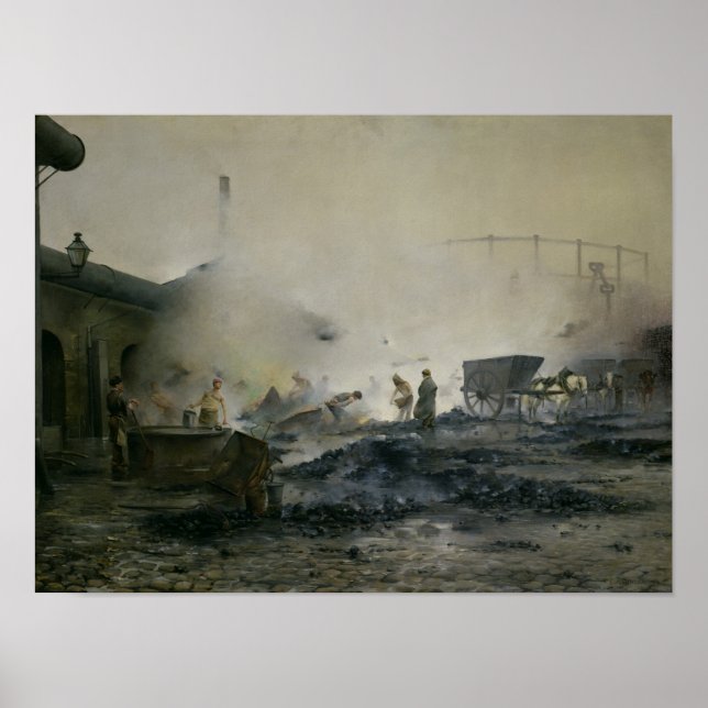 Póster A Fábrica de Gás em Courcelles, 1884 (Frente)