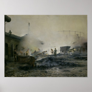 Póster A fábrica do gás em Courcelles, 1884