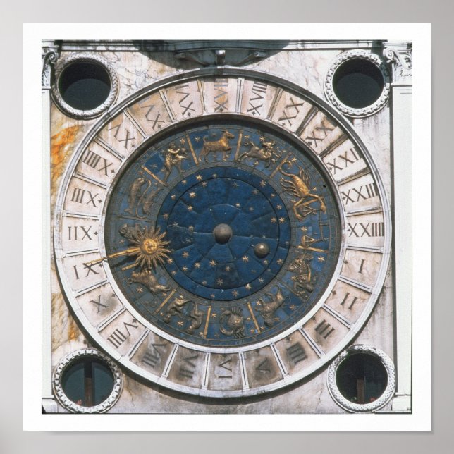 Póster A face do relógio de ouro e esmalte, design inicia (Frente)