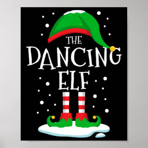 Poster A Família De Natal Elf Dançante Correspondendo Xma