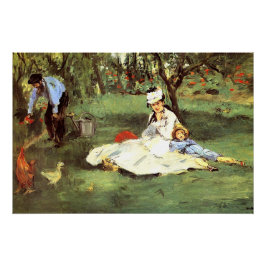 Póster A família Monet no seu jardim Edouard Manet