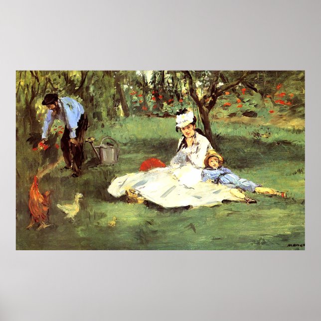 Poster A família Monet no seu jardim Edouard Manet (Frente)