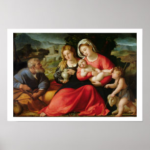 Póster A família santamente, c.1508-12 (óleo em canvas)