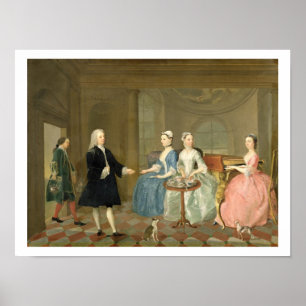 Poster A Family Being Served with Tea, c.1740-45 (oil on