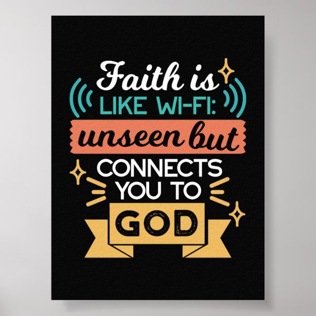 Poster A Fé é Como WiFi Citação Divertida Arte Cristã (Frente)