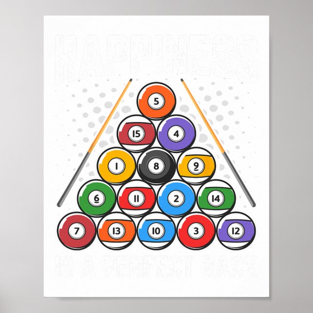 Poster A Felicidade É Um Rack Perfeito - Snooker Billiard (Frente)