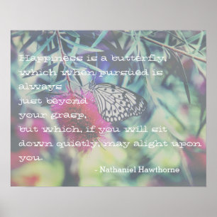 Poster A felicidade é uma borboleta - citação inspirad