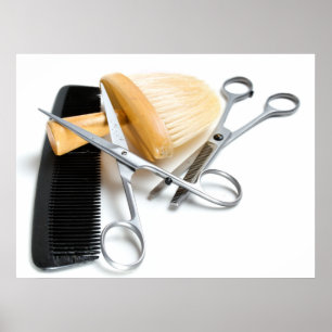 Póster A ferramenta do cabeleireiro idoso