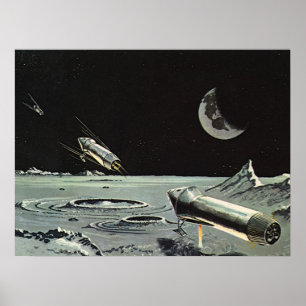 Póster A ficção científica do vintage, Rocket envia