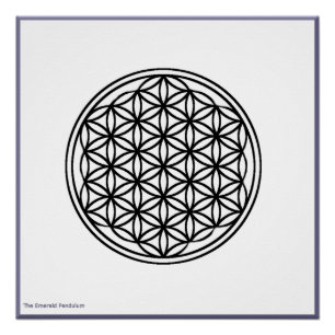 Póster A flor da vida - preto no poster branco