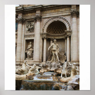 Póster A fonte do Trevi na cidade de Roma