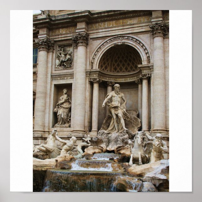 Póster A fonte Trevi na cidade de Roma (Frente)