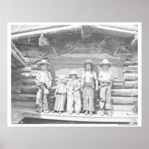 Póster A foto do rancho de gajo das crianças no vaqueiro