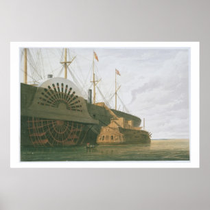 Poster A fragata velha HMS Agamemnon com seu peso de c