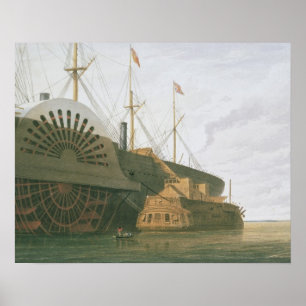 Poster A fragata velha HMS Agamemnon com seu peso de c