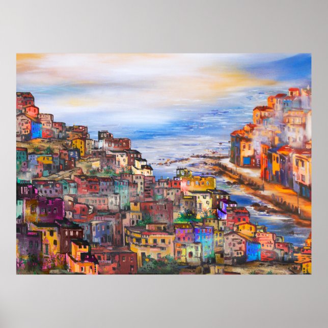 Poster A frente d'água em Nápoles, fraldas, napoli, cidad (Frente)