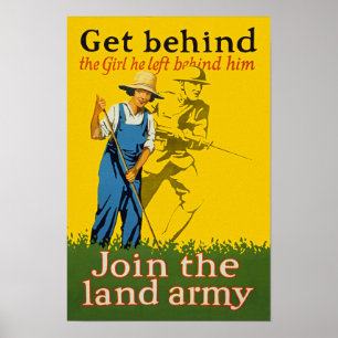 Póster A frente interno junta-se à propaganda do exérci