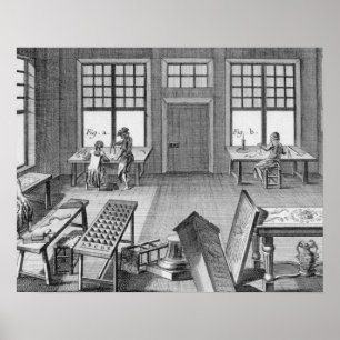 Poster A furniture inlayer's workshop, from the 'Encyclop