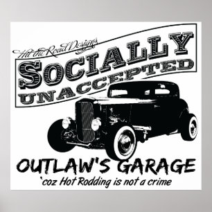 Póster A garagem do fora da lei. Hot rod social