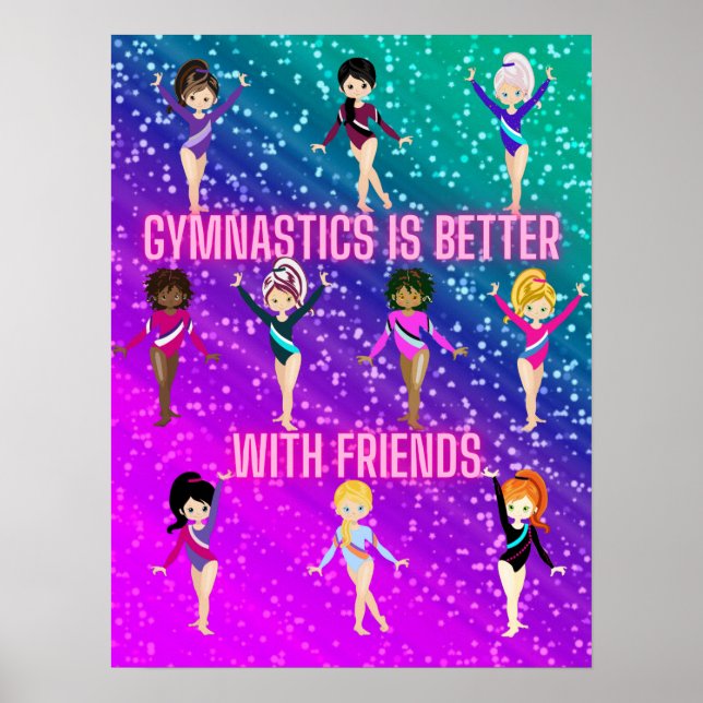 Poster A ginástica é melhor com amigos Super Brilho   (Frente)