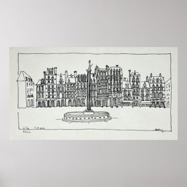 Póster A Grand Place | Lille, França (Frente)