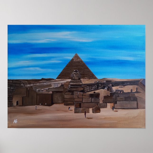 Poster A Grande Esfinge e a Pirâmide de Khafre (Frente)
