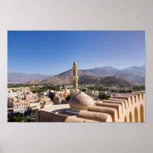Poster A grande mesquita e minarete em Nizwa - Omã