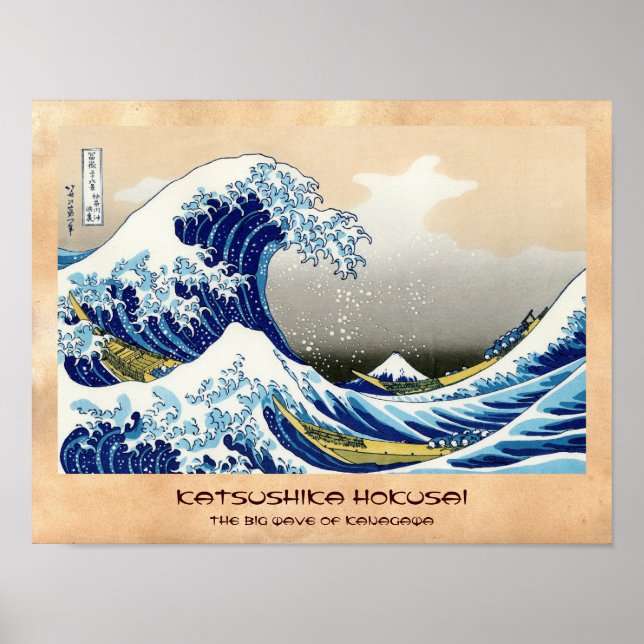 Póster A grande onda de Kanagawa Katsushika Hokusai (Frente)