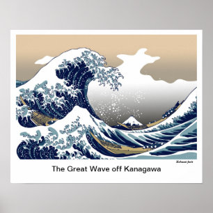 Poster "A grande onda fora de Kanagawa" por Hokusai