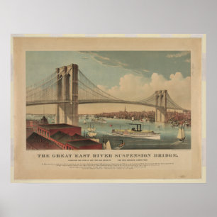 Poster A grande ponte de suspensão de East River - New