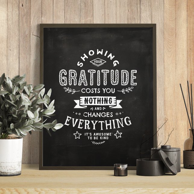 Poster A Gratidão Muda Tudo A Cotação Inspiradora (Gratitude Changes Everything Inspirational Quote Poster)